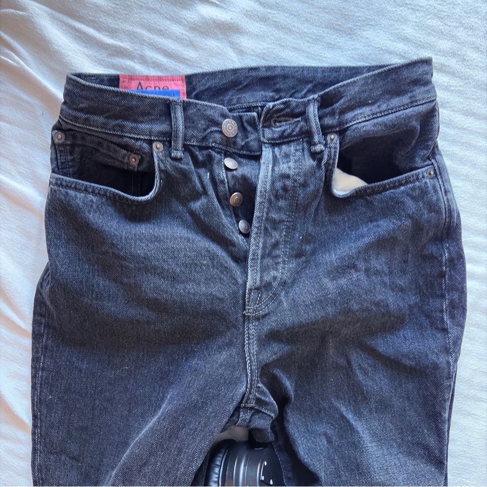 🥀 Acne Studios Blå Konst Mece Vintage Black High-Rise Straight Jeans W27 L32 🥀
